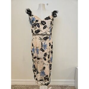 Lulu's Show Stopper Embroidered Sequin Floral Midi Dress XL